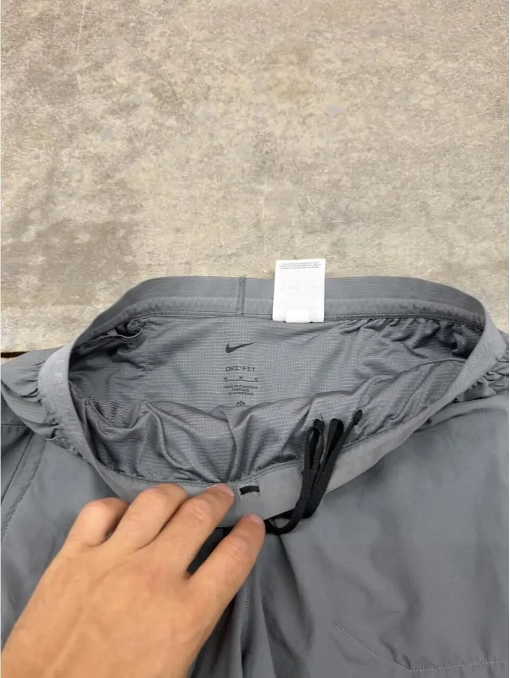 vintage nike running dri fit grey small swoosh gym shorts size medium